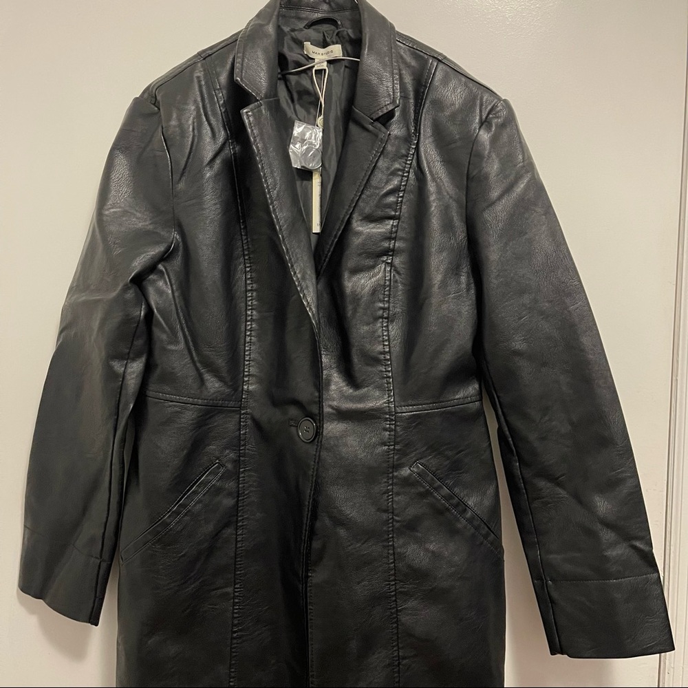 Max Studio Women's Long Leatherette Jacket - Picture 2 of 9